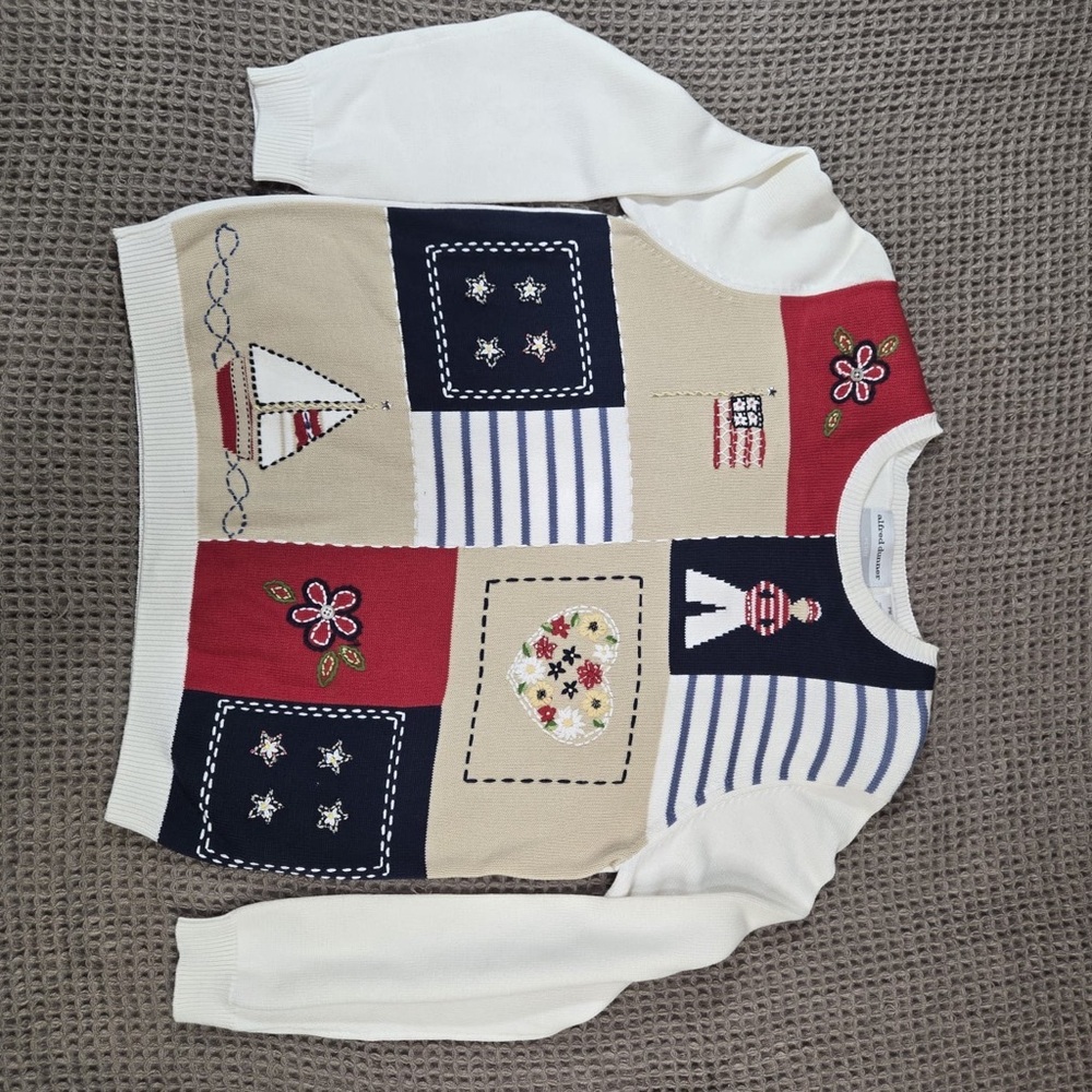 Alfred Dunner Red and Navy Sweater